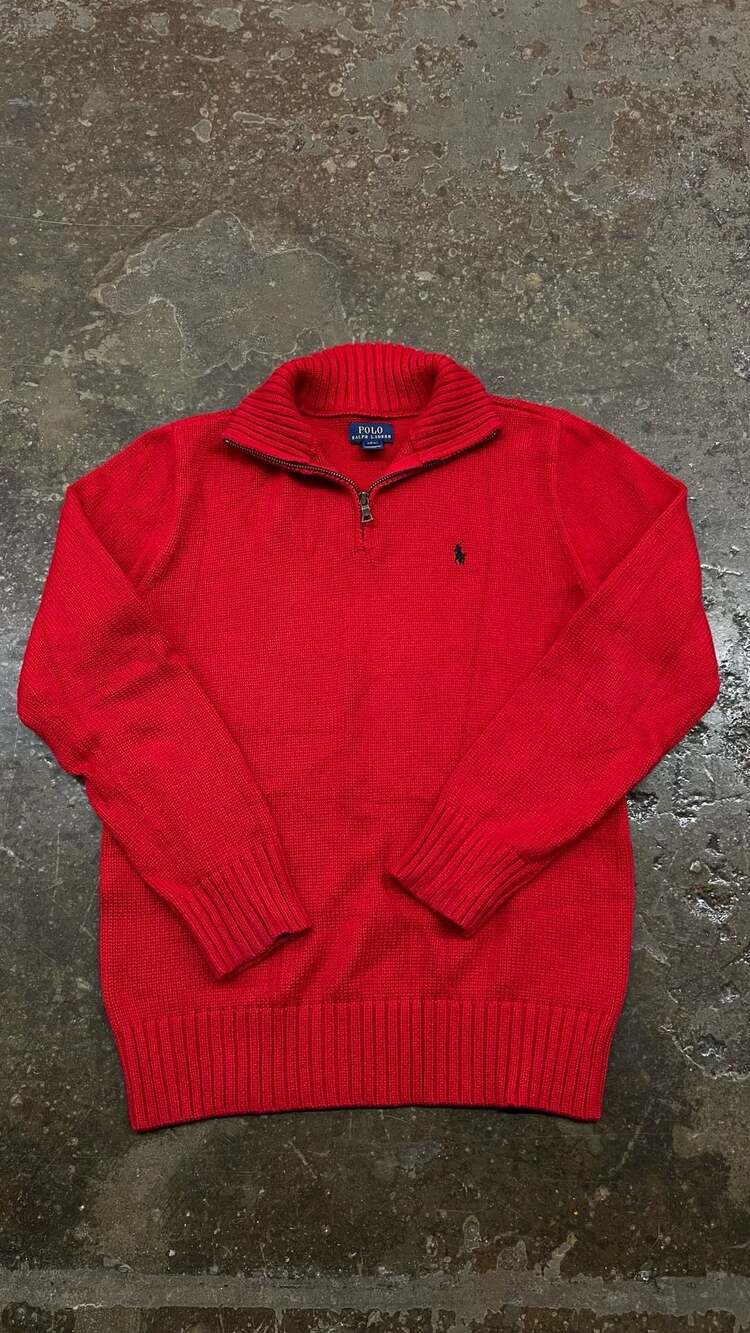 Polo Ralph Lauren Quarter Zip Sweater Red Knit Pullover